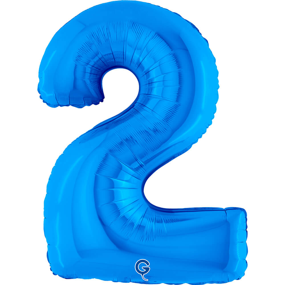 Cijfer 2 Blauw 102cm