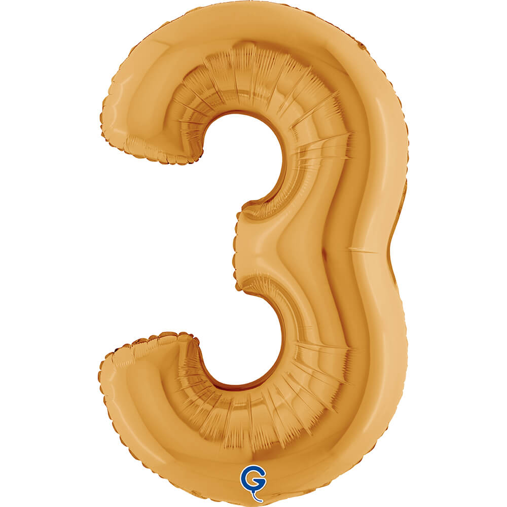Cijfer 3 Goud 102cm