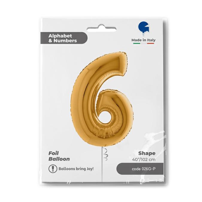 Cijfer 6 Goud 102cm