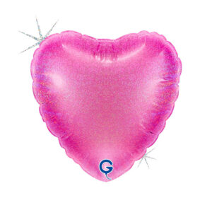 Heart 04inc Glitter Holographic Fuxia