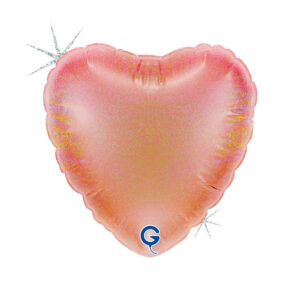 Heart 04inc Glitter Holographic Rose Gold