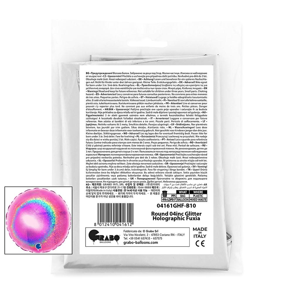 Rond 10cm Glitter Holografisch Fuxia