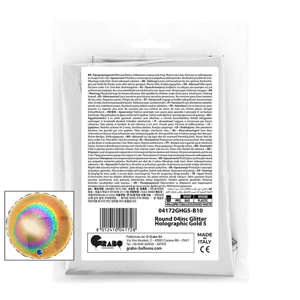 Rond 10cm Glitter Holografisch Goud 5