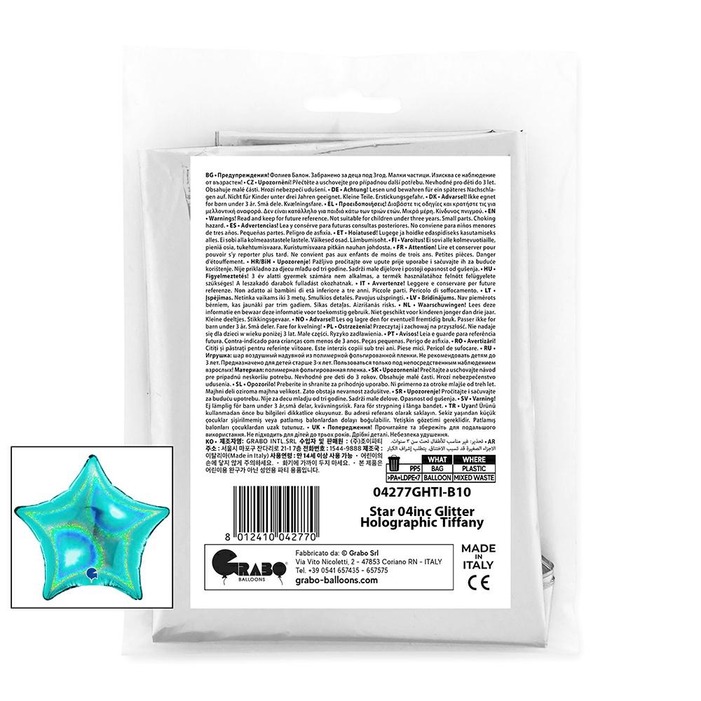 Ster 10cm Glitter Holografisch Tiffany