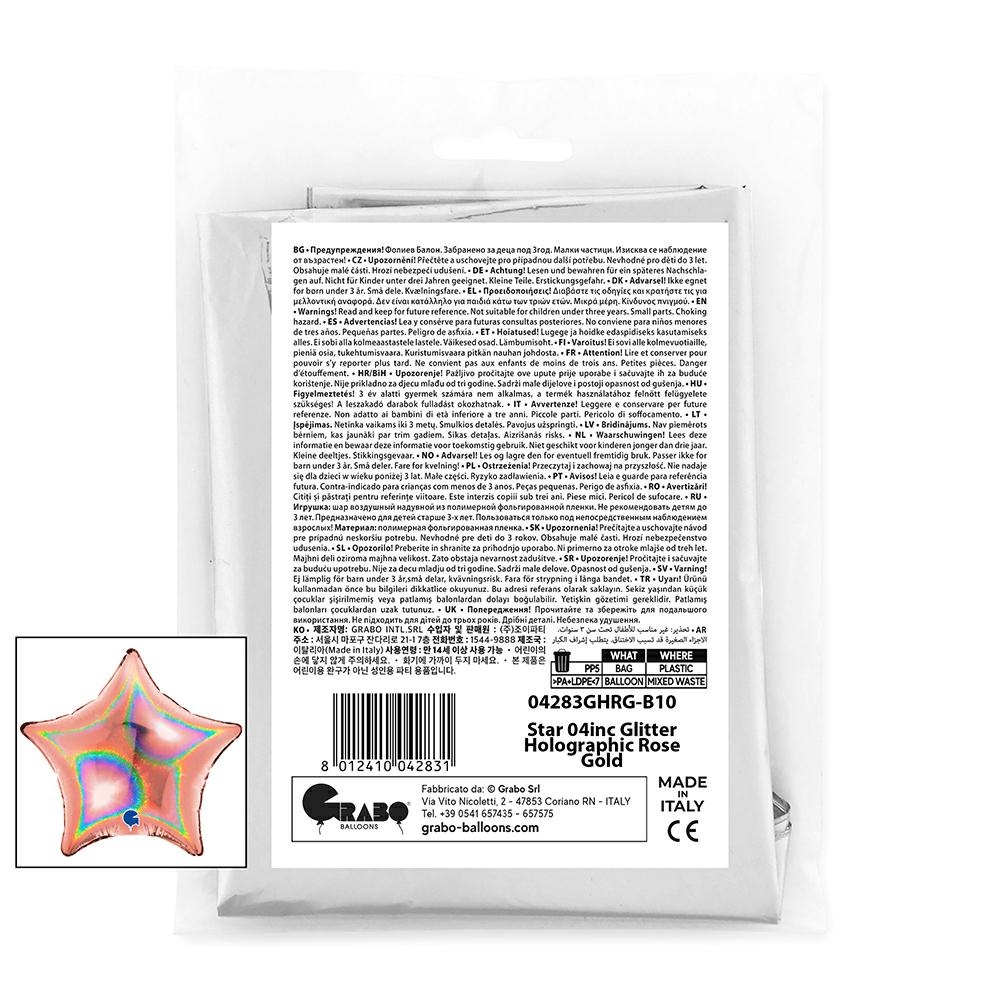 Ster 10cm Glitter Holografisch Rosé Goud