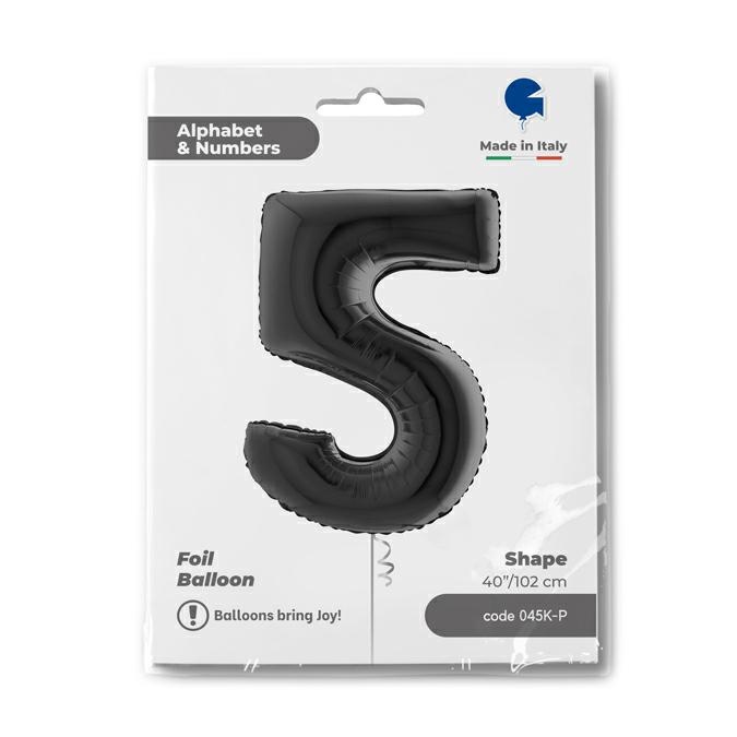 Cijfer 5 Zwart 102cm