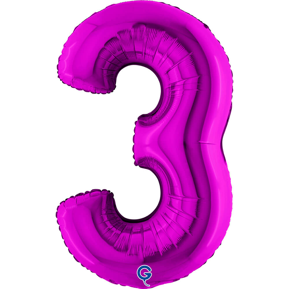 Cijfer 3 Paars 102cm