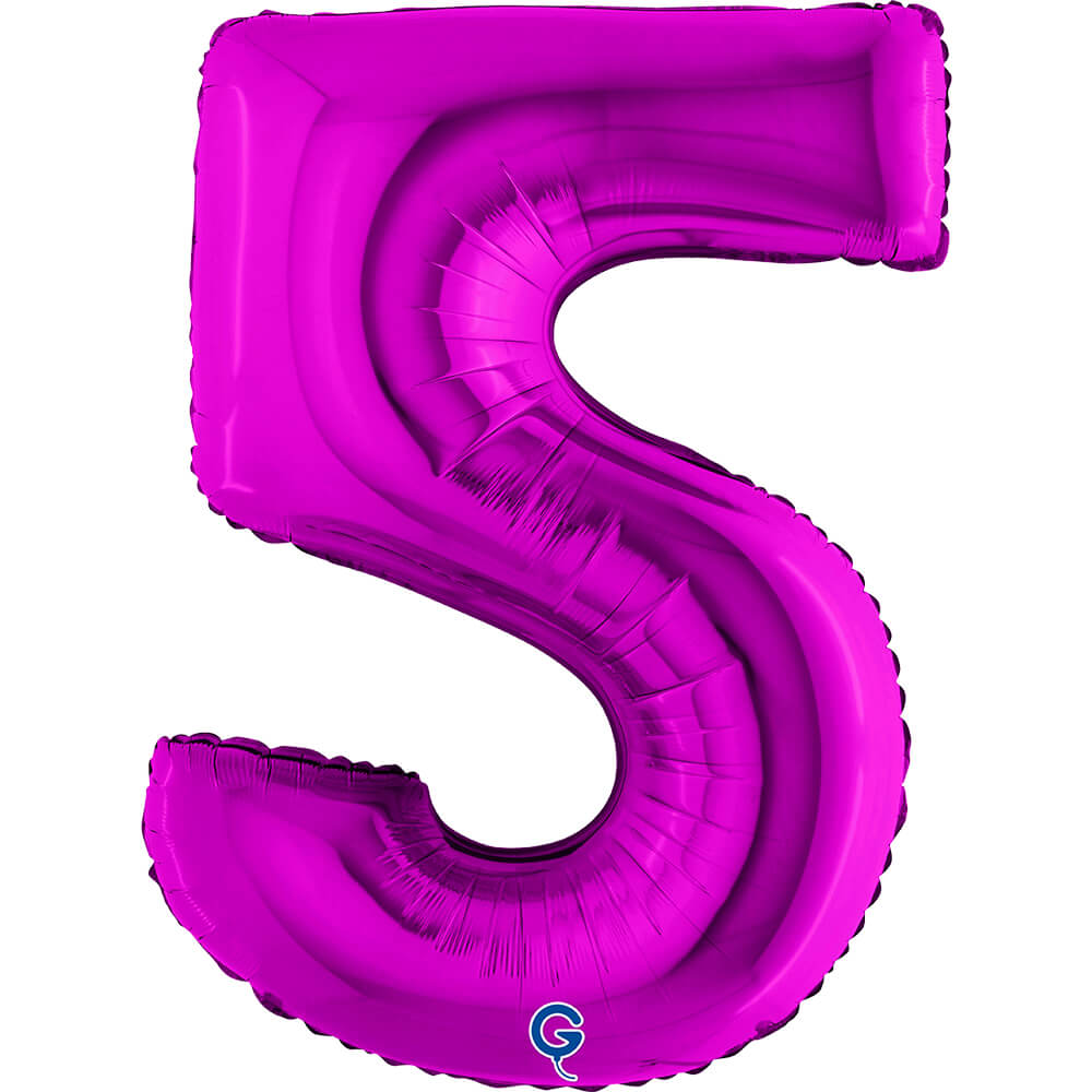 Cijfer 5 Paars 102cm