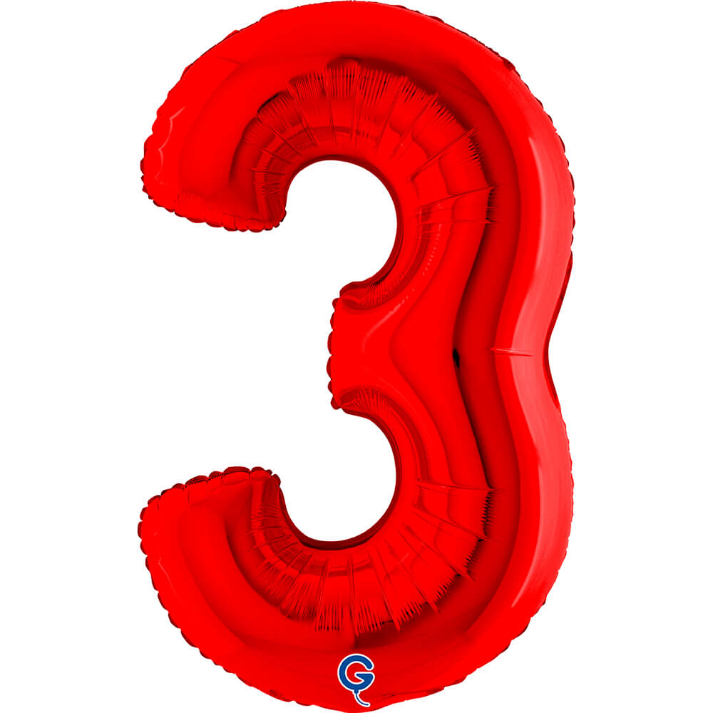 Cijfer 3 Rood 102cm