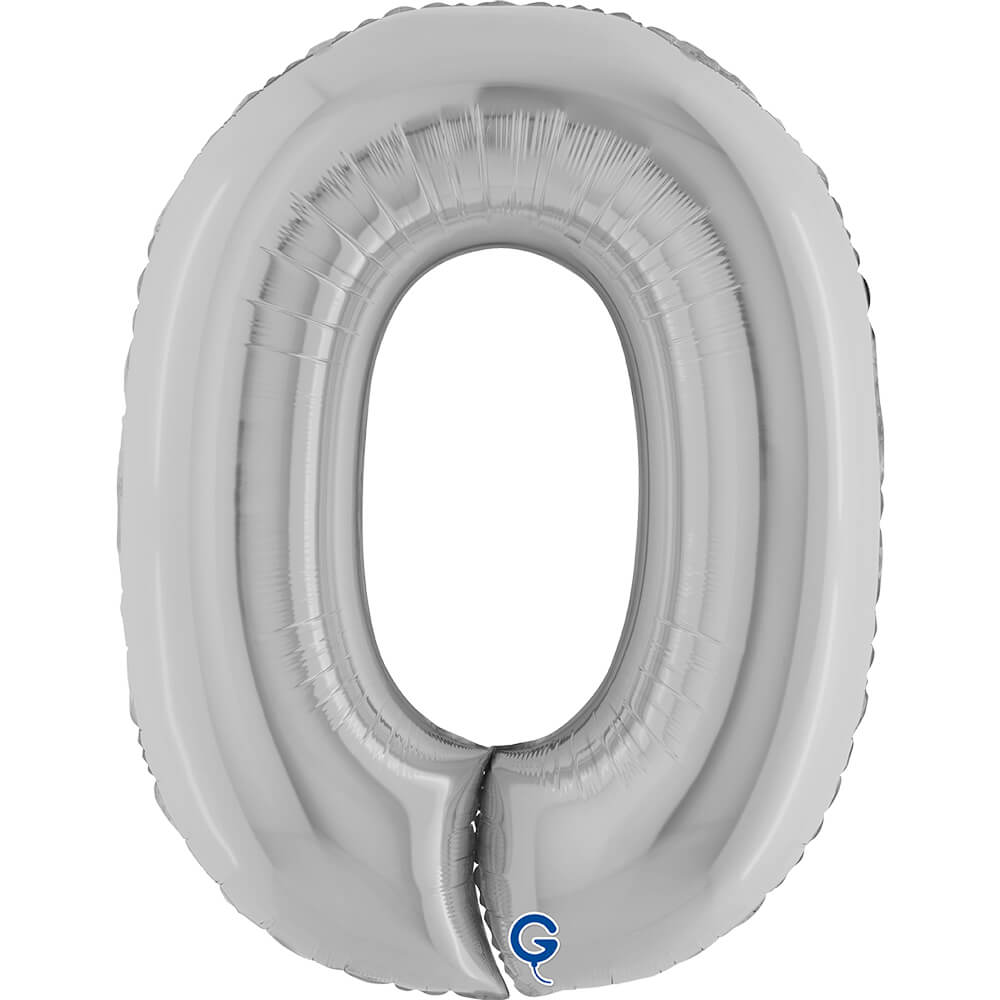 Cijfer 0 Zilver 102cm
