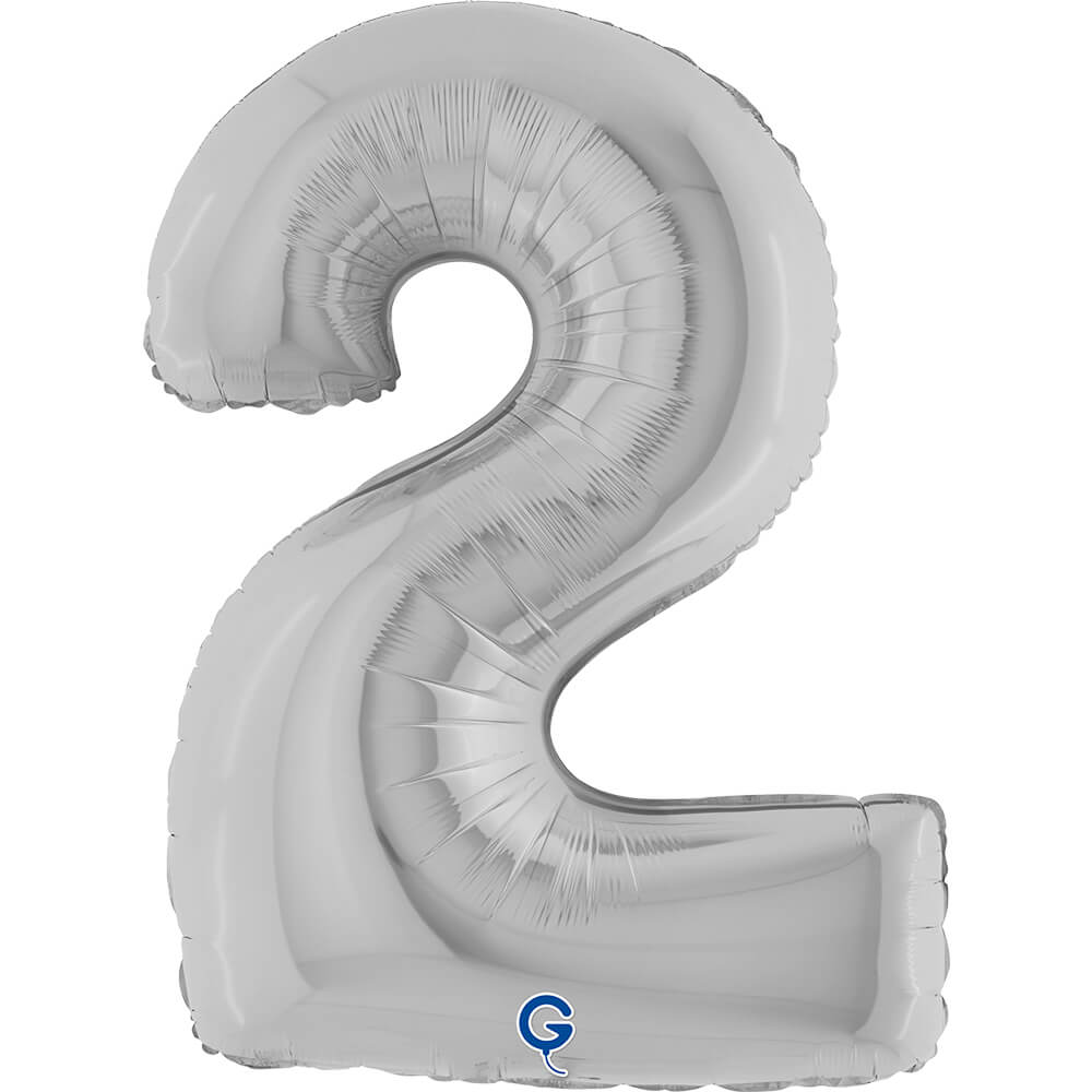Cijfer 2 Zilver 102cm