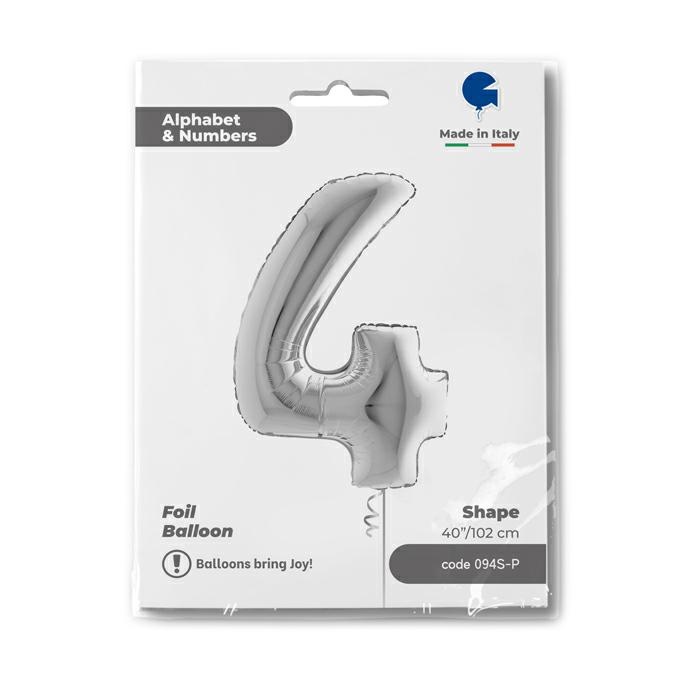 Cijfer 4 Zilver 102cm