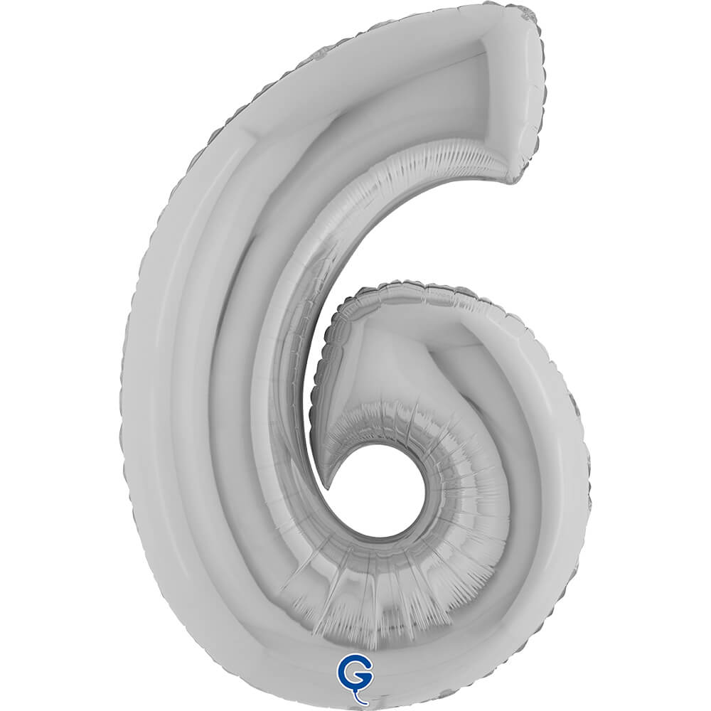 Cijfer 6 Zilver 102cm