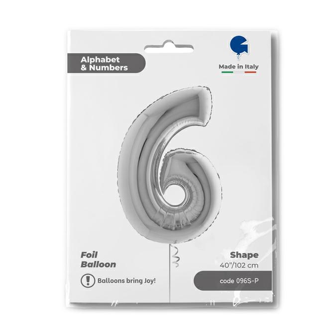 Cijfer 6 Zilver 102cm