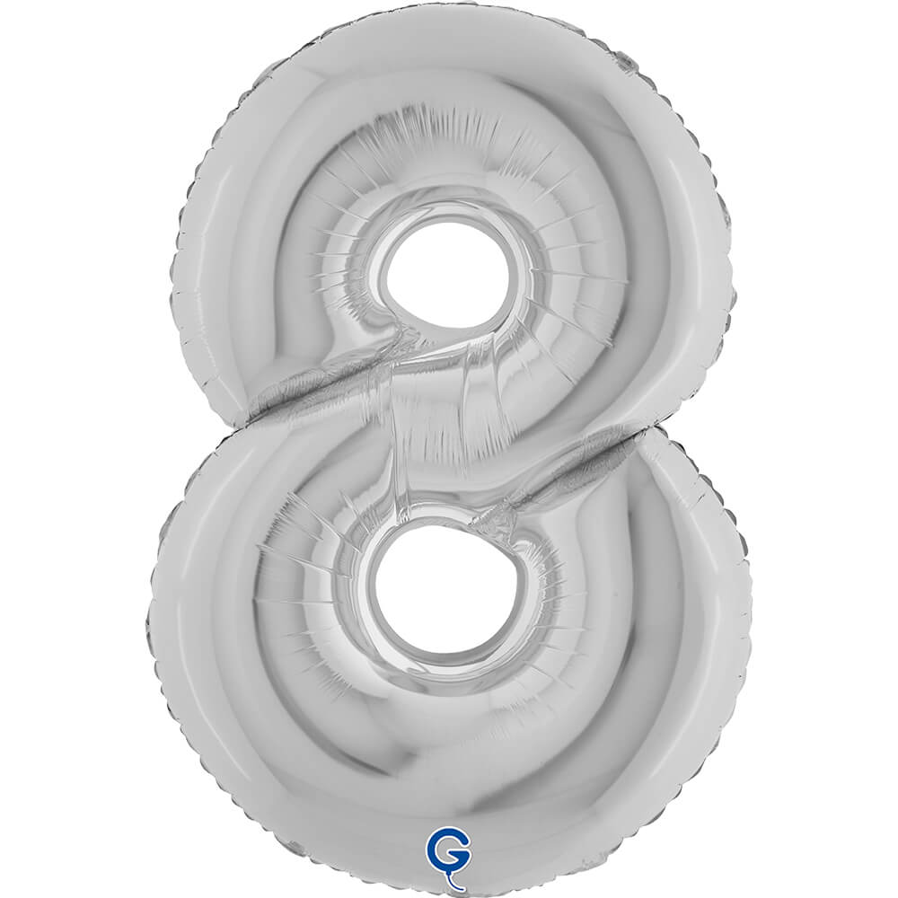 Cijfer 8 Zilver 102cm