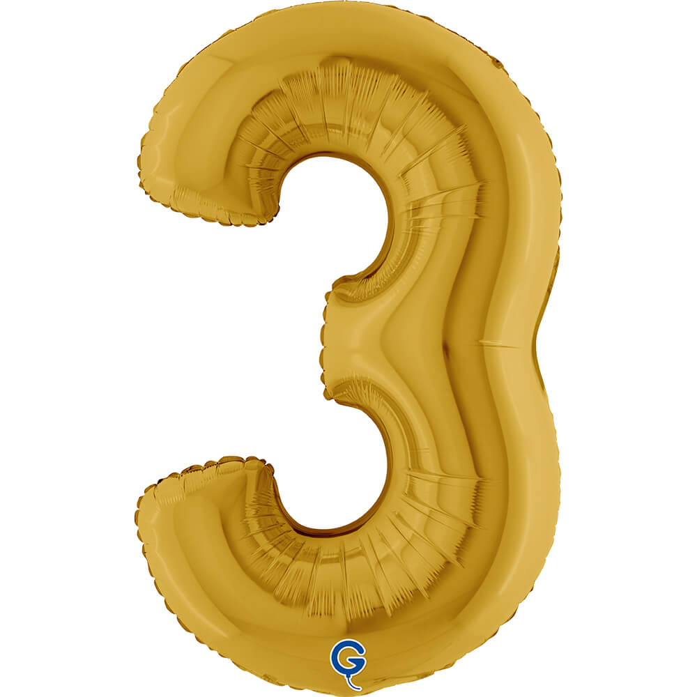 Cijfer 3 Goud 5 102cm