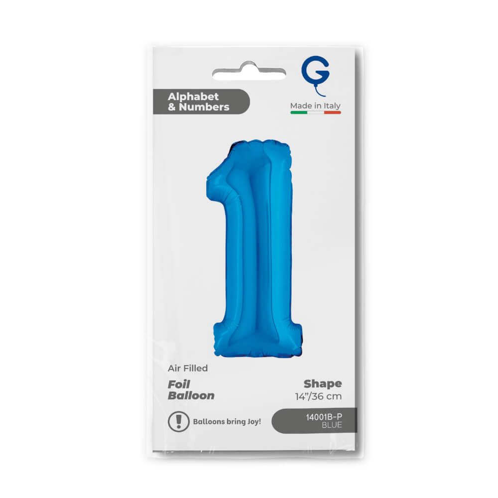 Cijfer 1 Blauw 36cm - Afbeelding 2