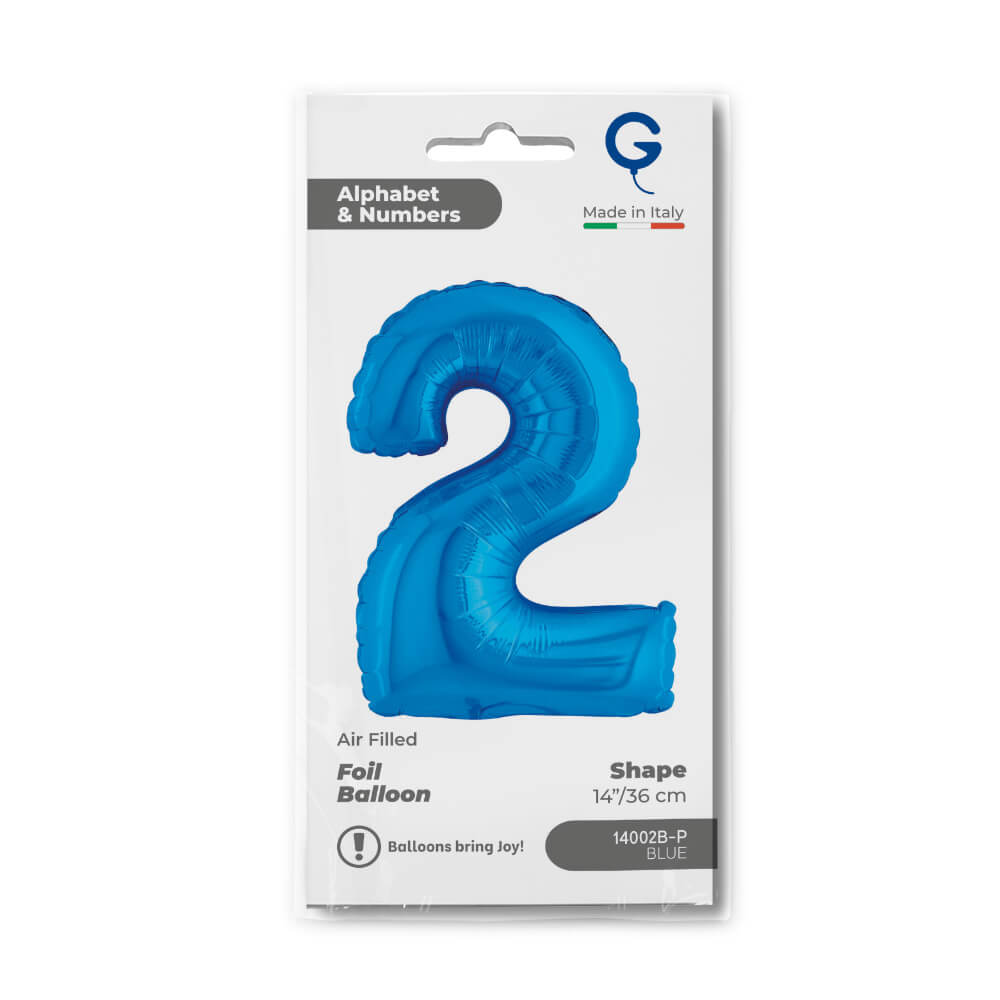 Cijfer 2 Blauw 36cm - Afbeelding 2