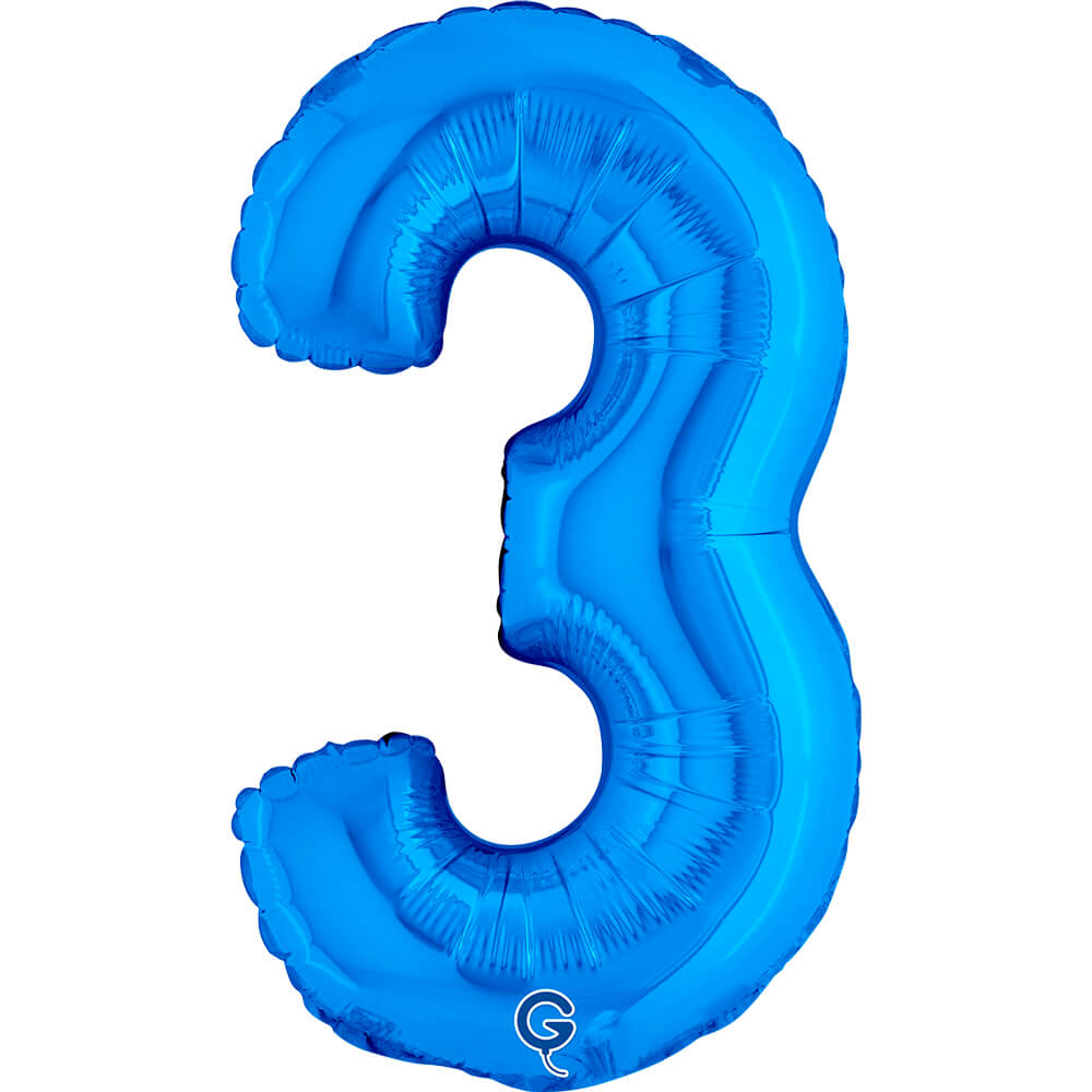 Cijfer 3 Blauw 36cm