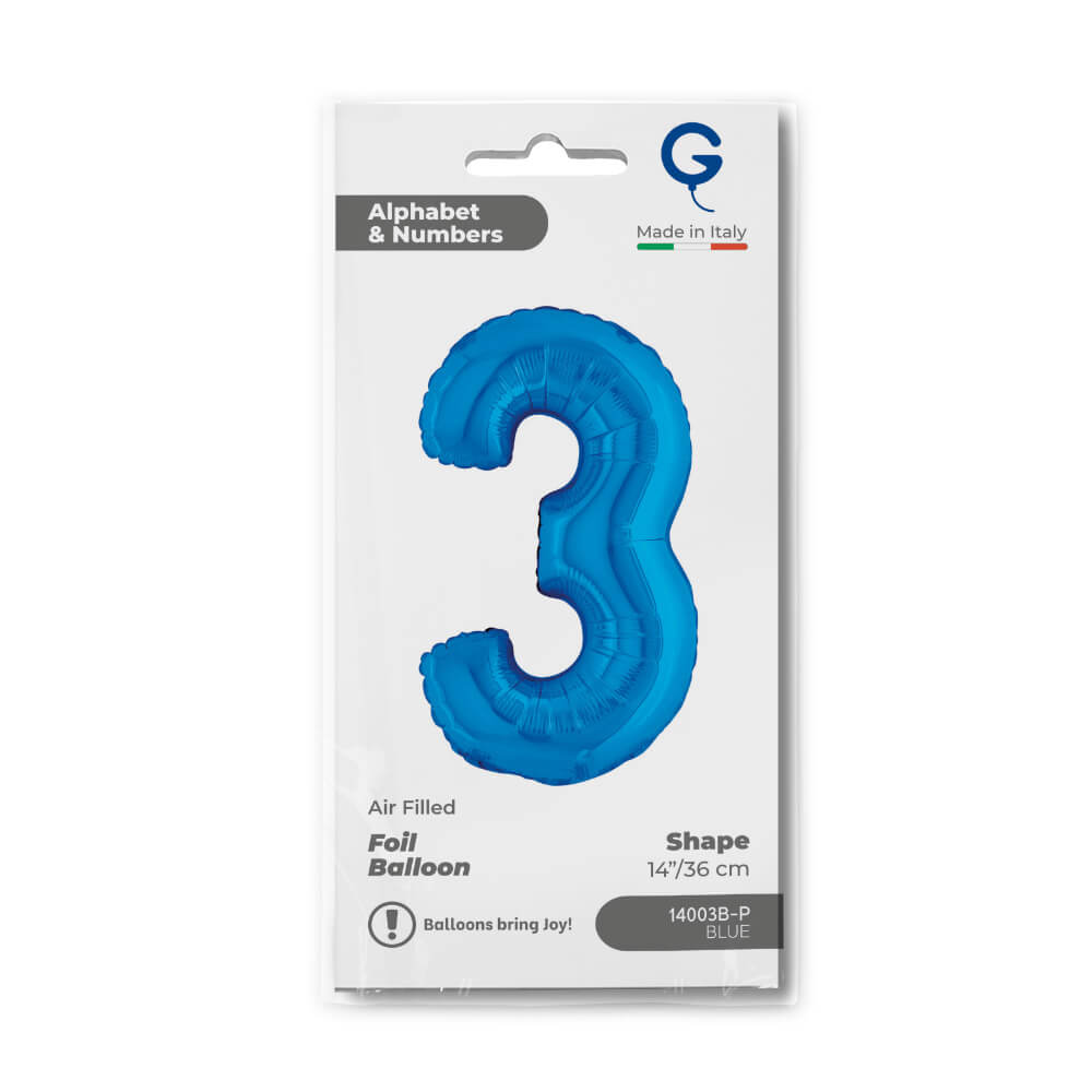 Cijfer 3 Blauw 36cm - Afbeelding 2