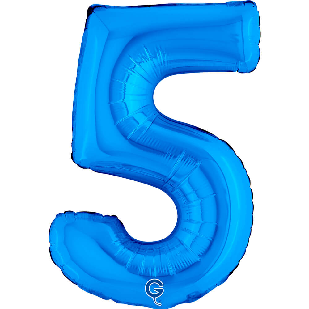 Cijfer 5 Blauw 36cm