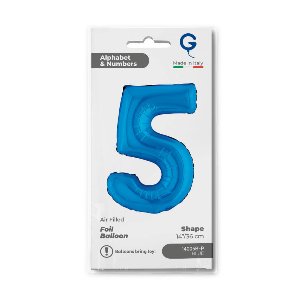 Cijfer 5 Blauw 36cm - Afbeelding 2