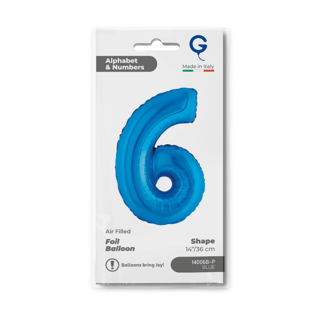 Cijfer 6 Blauw 36cm - Afbeelding 2