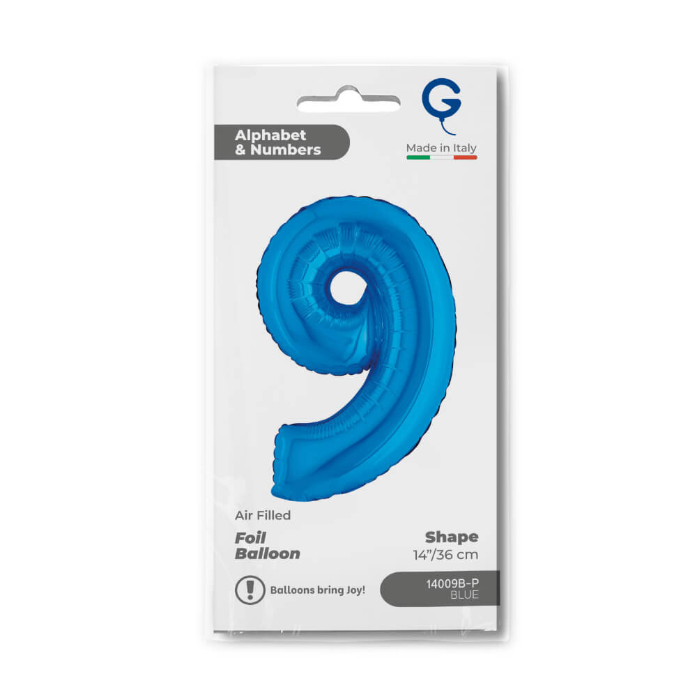 Cijfer 9 Blauw 36cm - Afbeelding 2