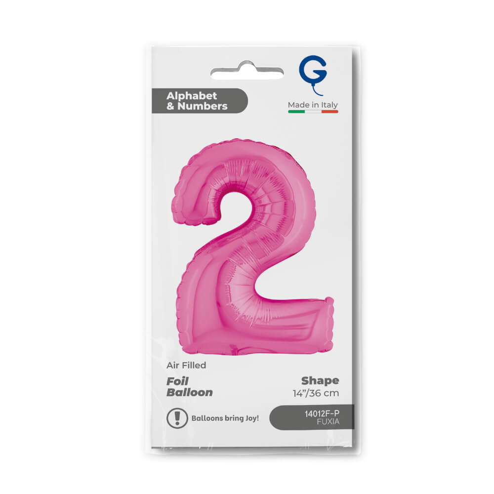 Cijfer 2 Fuxia 36cm - Afbeelding 2