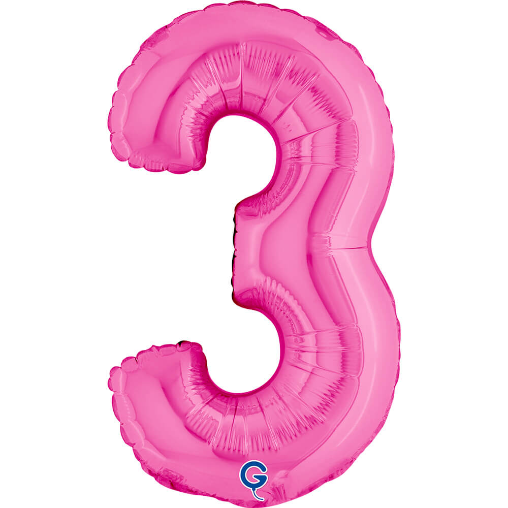 Cijfer 3 Fuxia 36cm