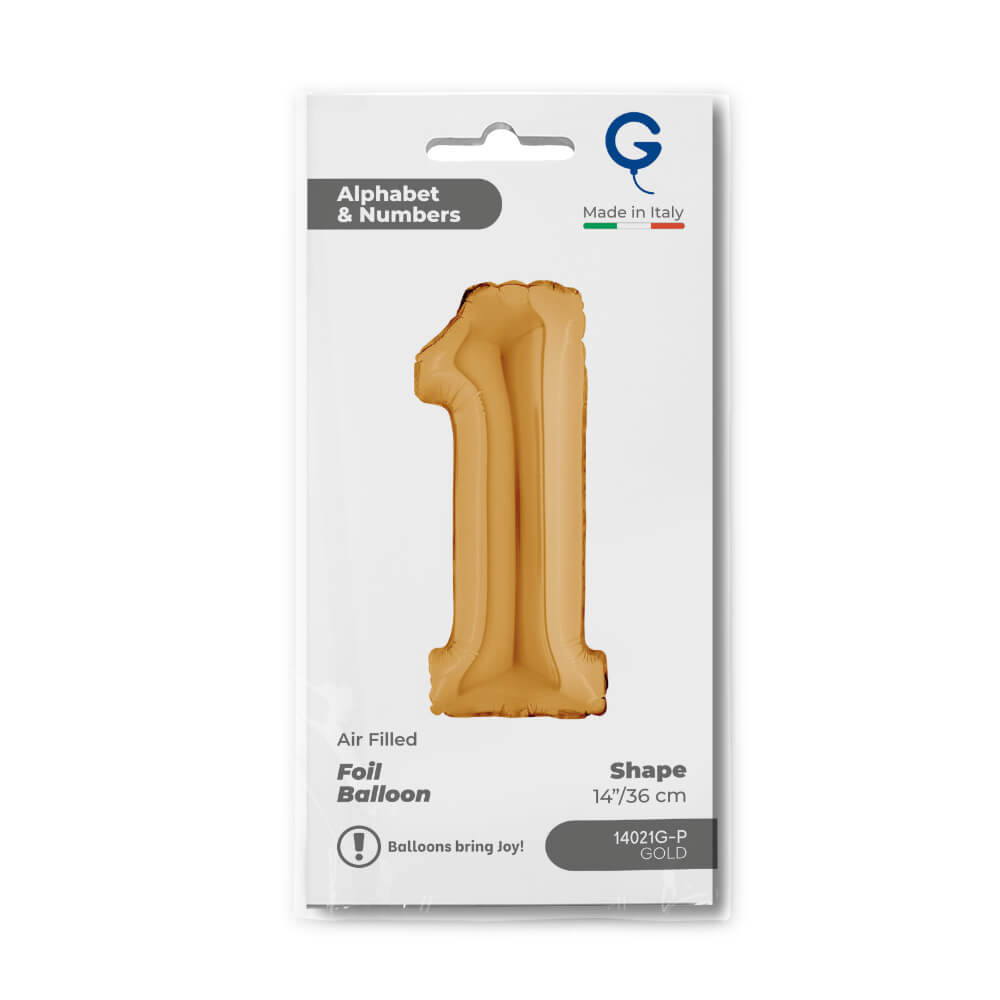 Cijfer 1 Goud 36cm - Afbeelding 2