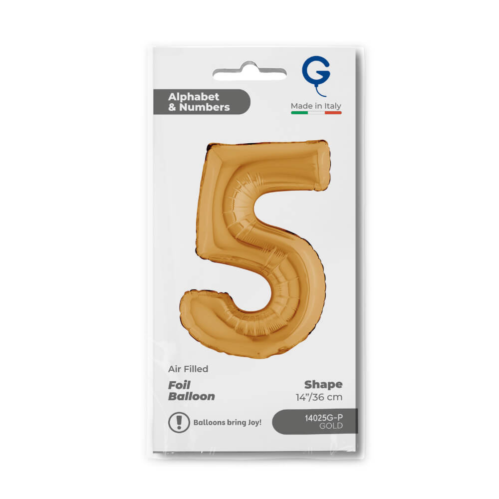 Cijfer 5 Goud 36cm - Afbeelding 2