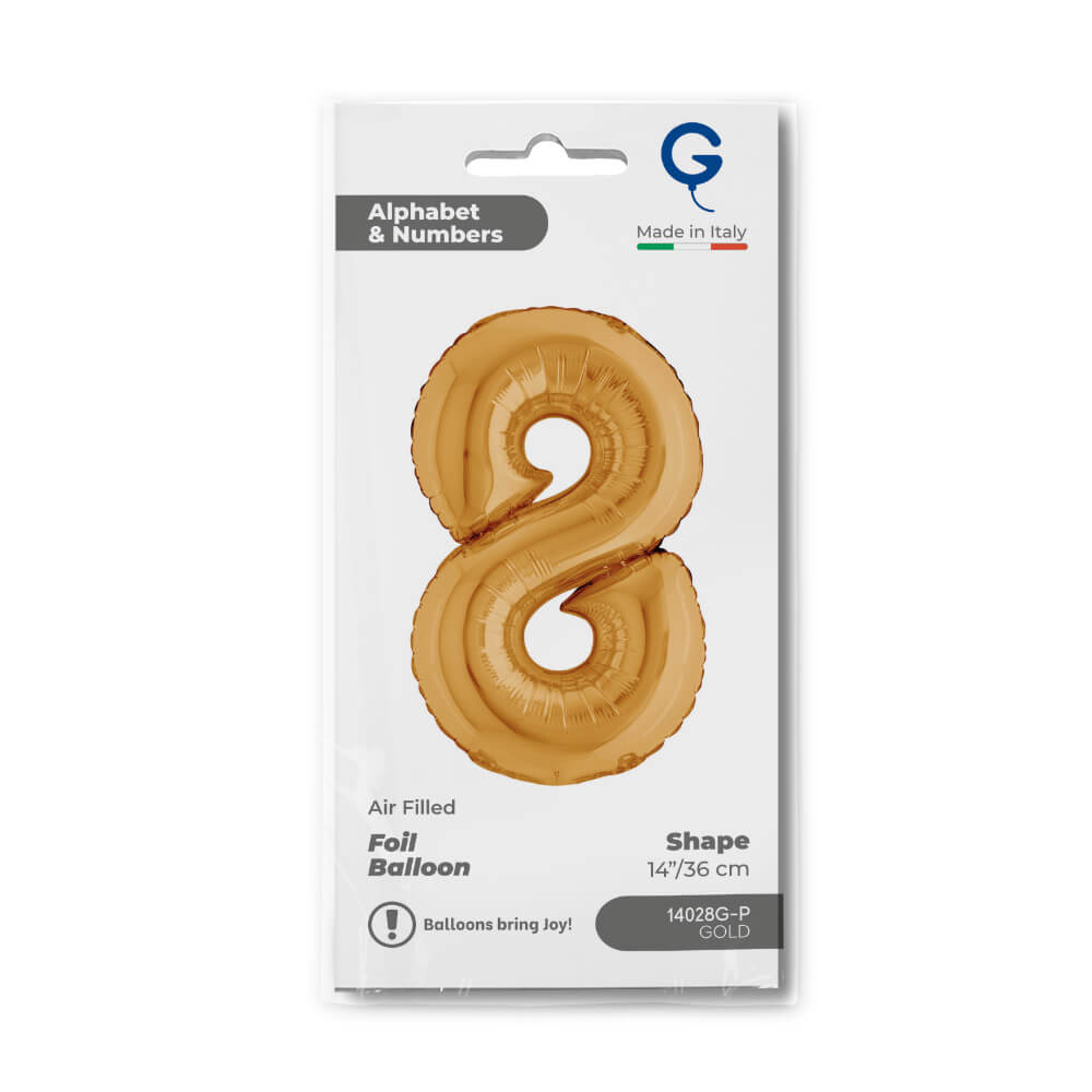 Cijfer 8 Goud 36cm - Afbeelding 2