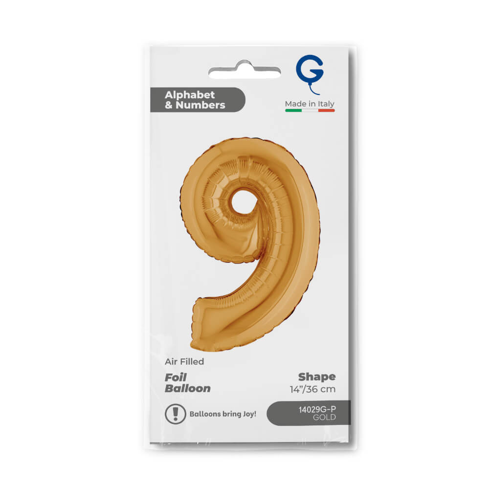 Cijfer 9 Goud 36cm - Afbeelding 2