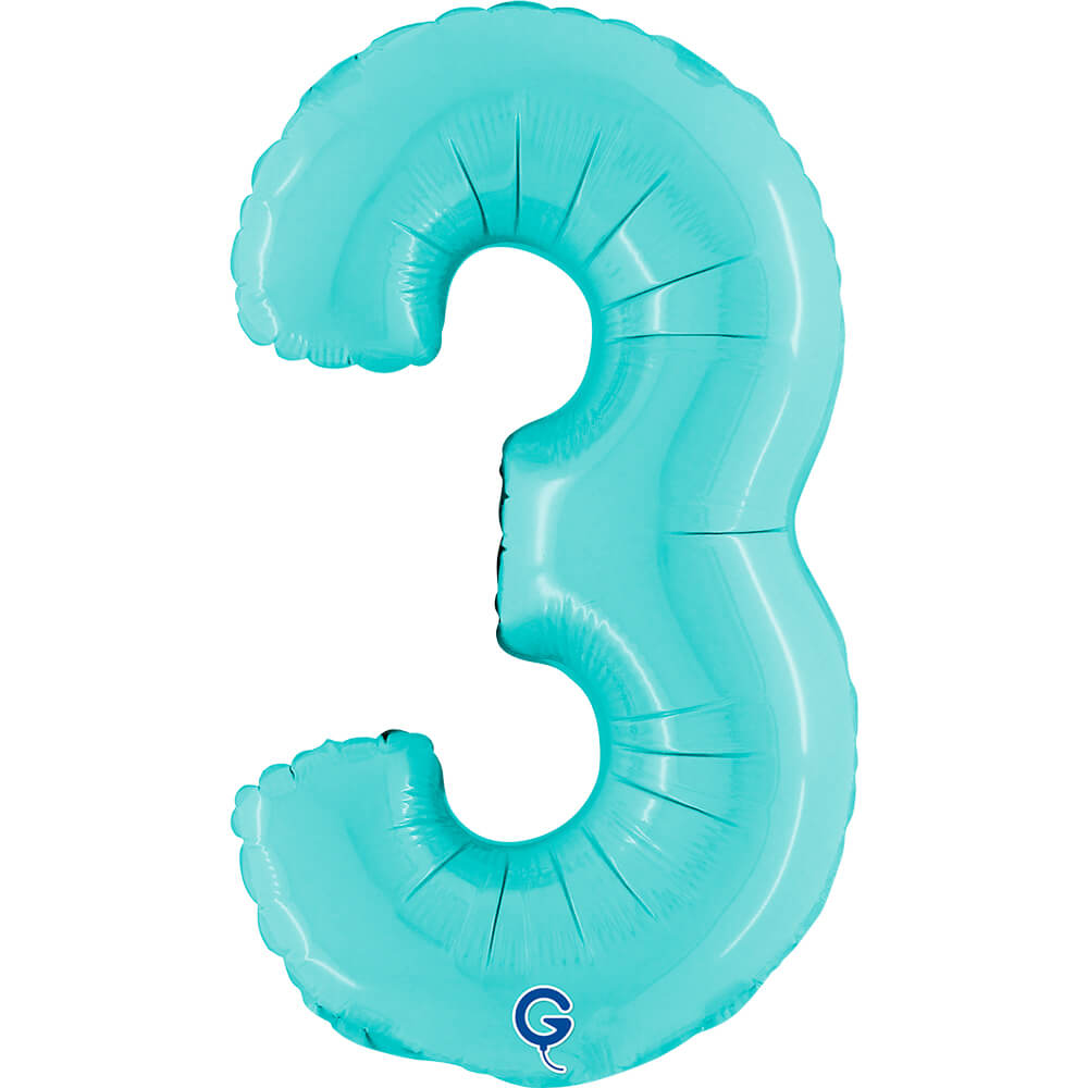 Cijfer 3 Pastel Blauw 36cm