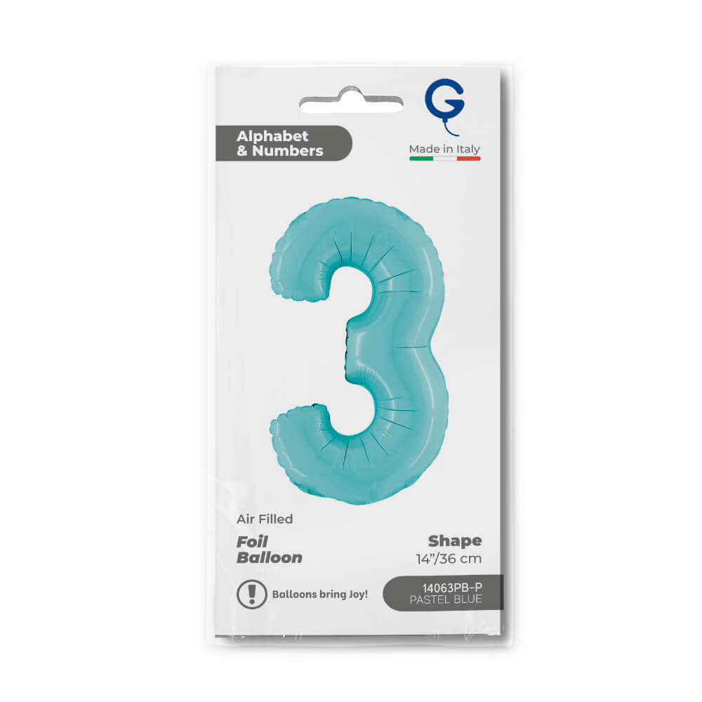 Cijfer 3 Pastel Blauw 36cm - Afbeelding 2