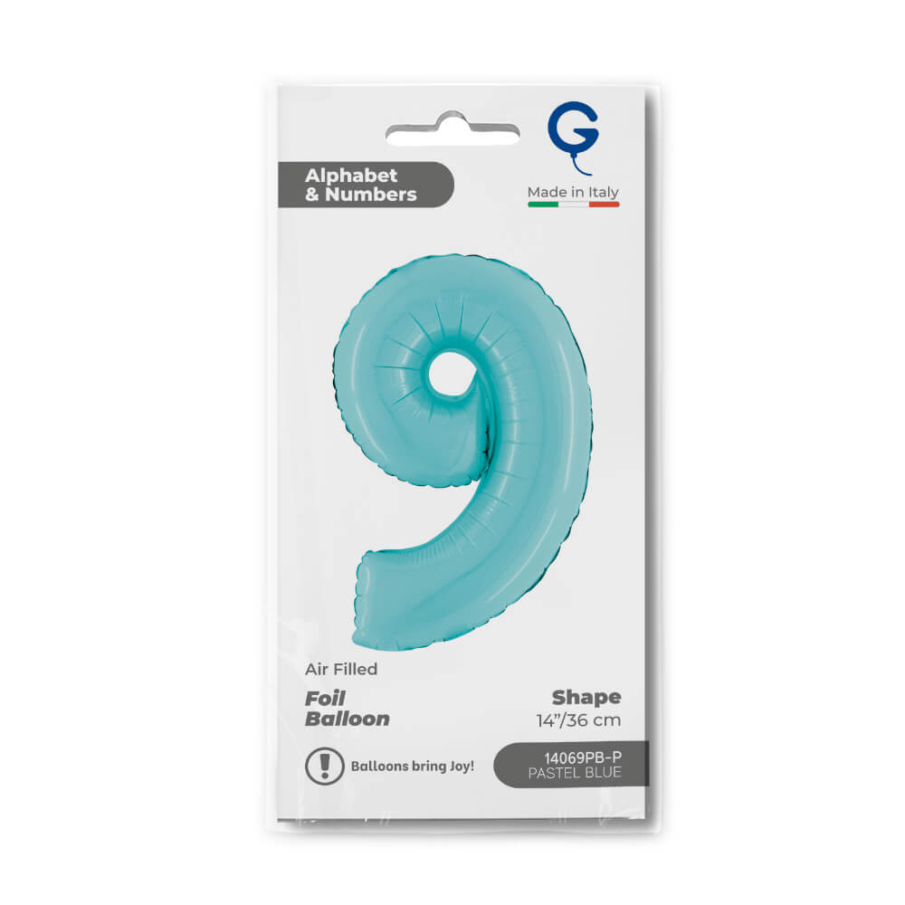 Cijfer 9 Pastel Blauw 36cm - Afbeelding 2