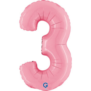 Number 3 Pastel Pink 14inc