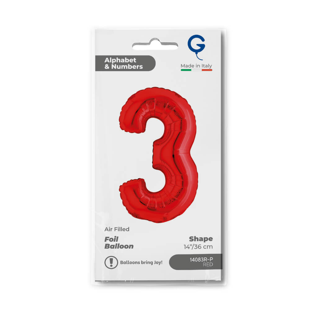 Cijfer 3 Rood 36cm - Afbeelding 2
