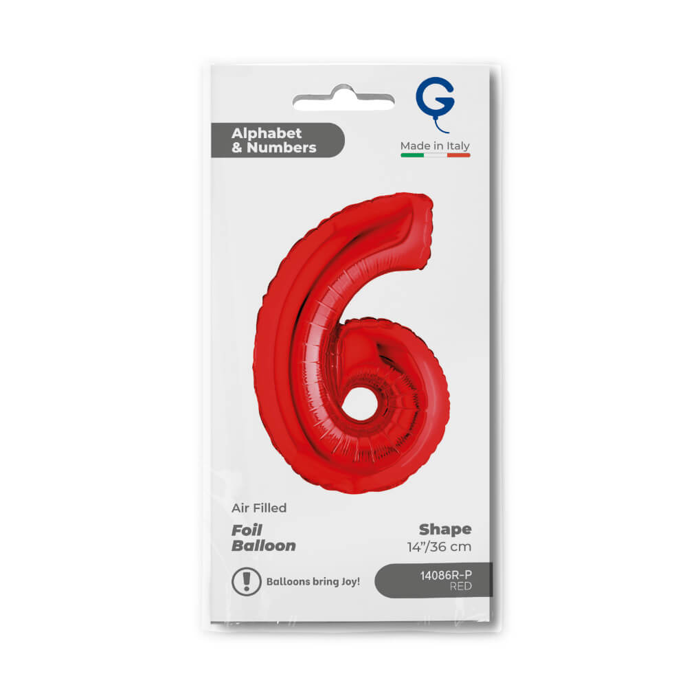 Cijfer 6 Rood 36cm - Afbeelding 2