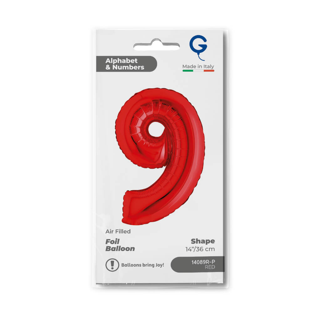 Cijfer 9 Rood 36cm - Afbeelding 2