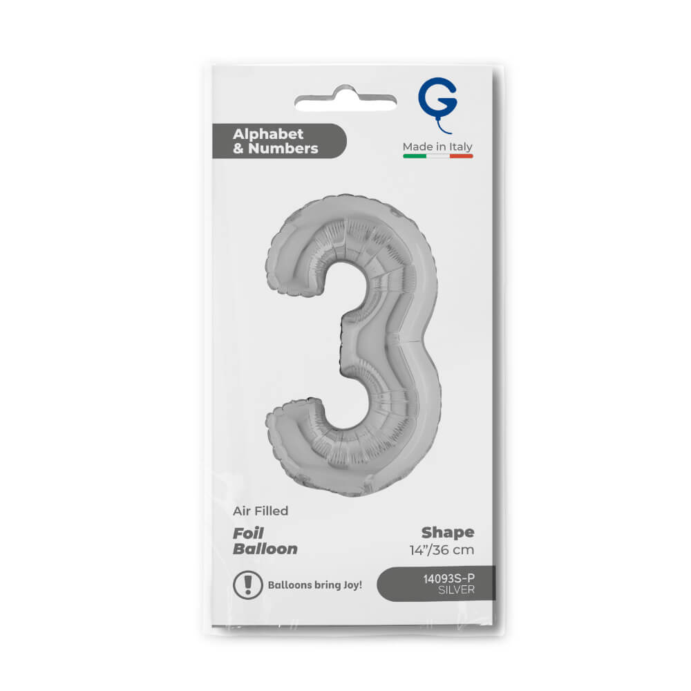 Cijfer 3 Zilver 36cm - Afbeelding 2