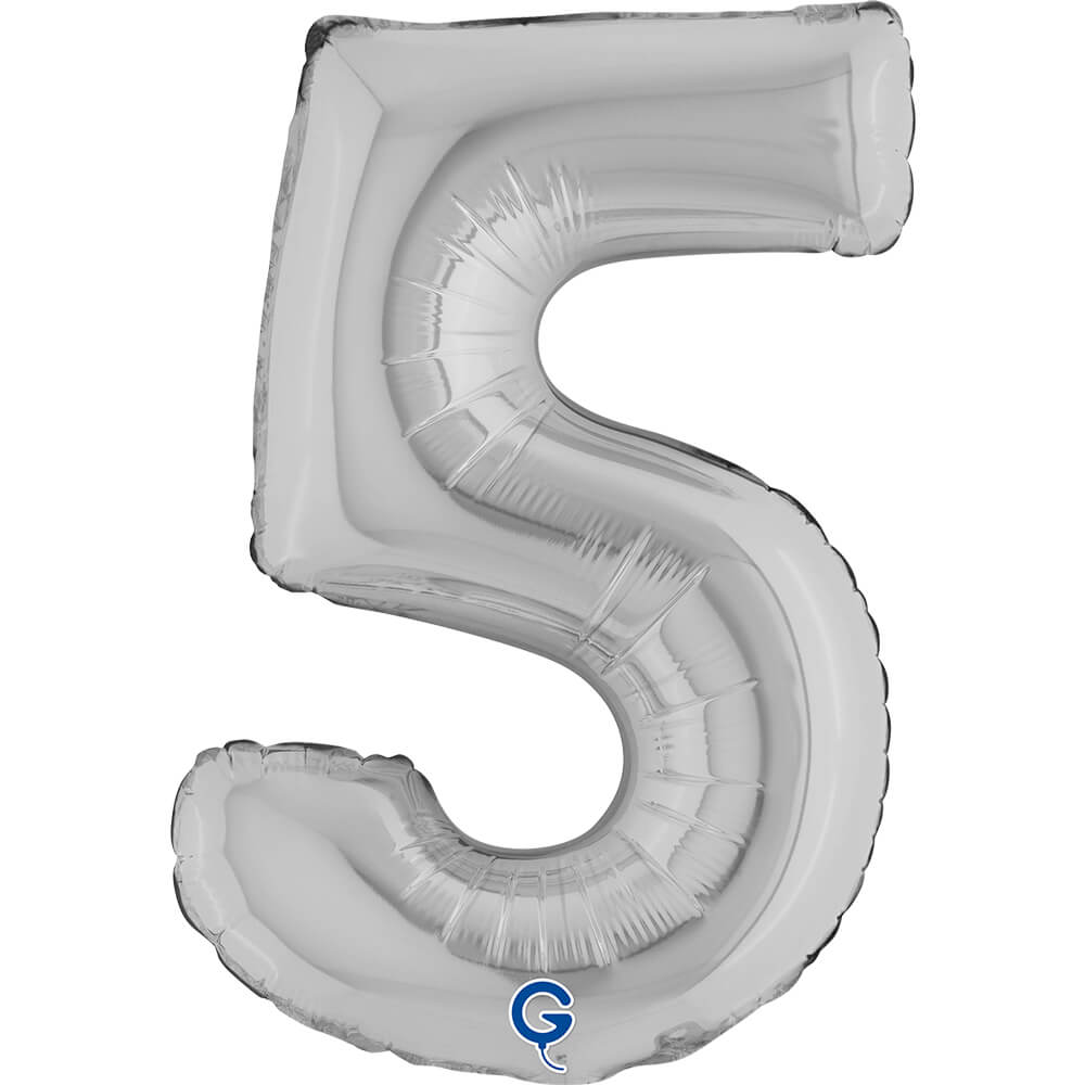 Cijfer 5 Zilver 36cm