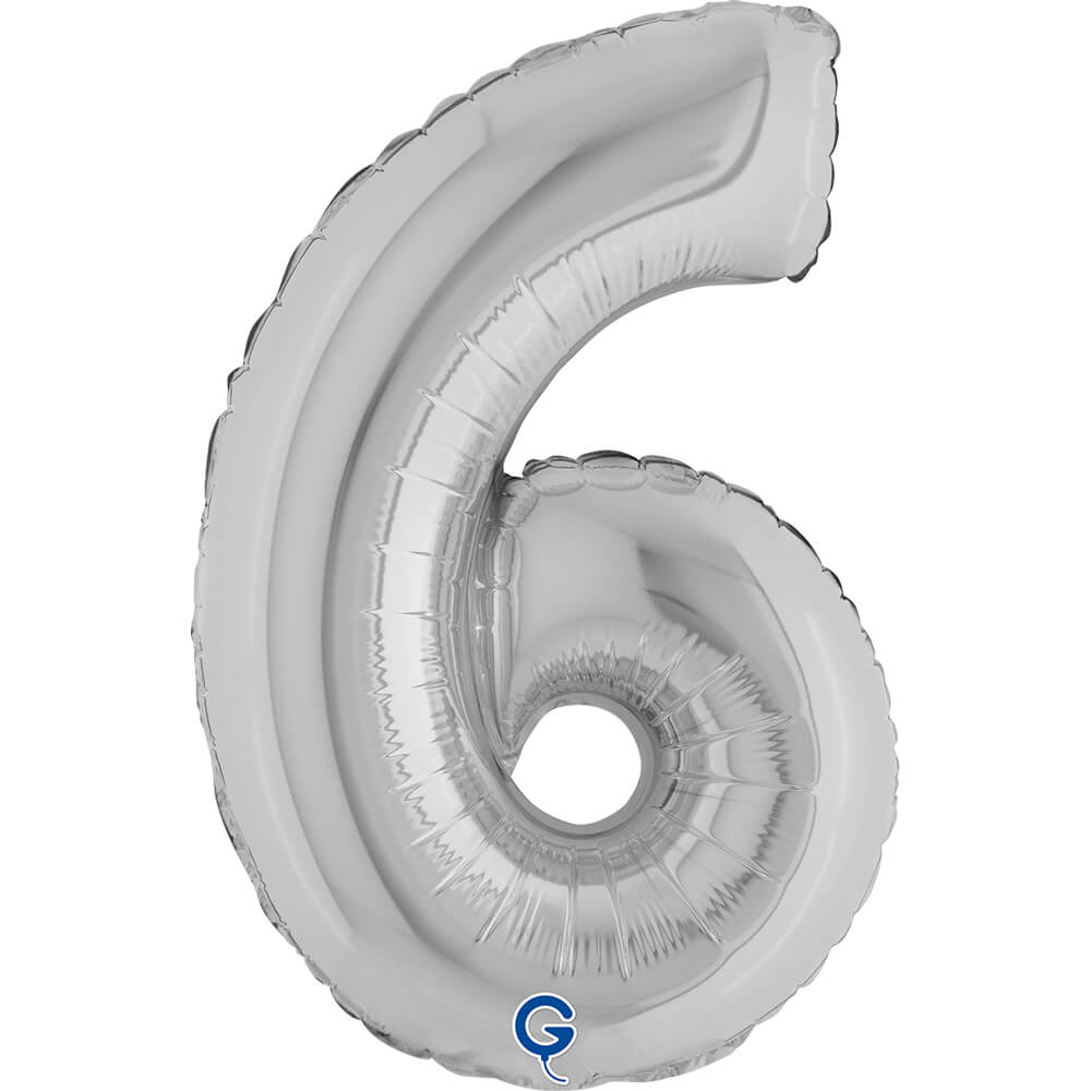 Cijfer 6 Zilver 36cm