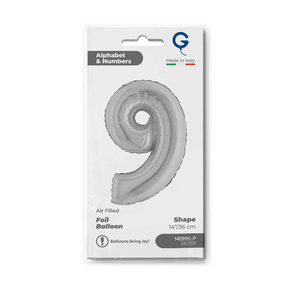 Cijfer 9 Zilver 36cm - Afbeelding 2