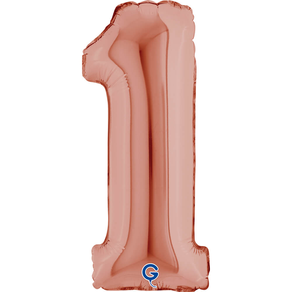 Cijfer 1 Rosé Goud 36cm