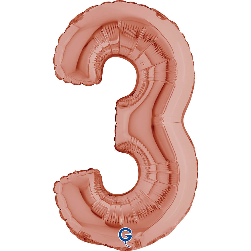 Cijfer 3 Rosé Goud 36cm