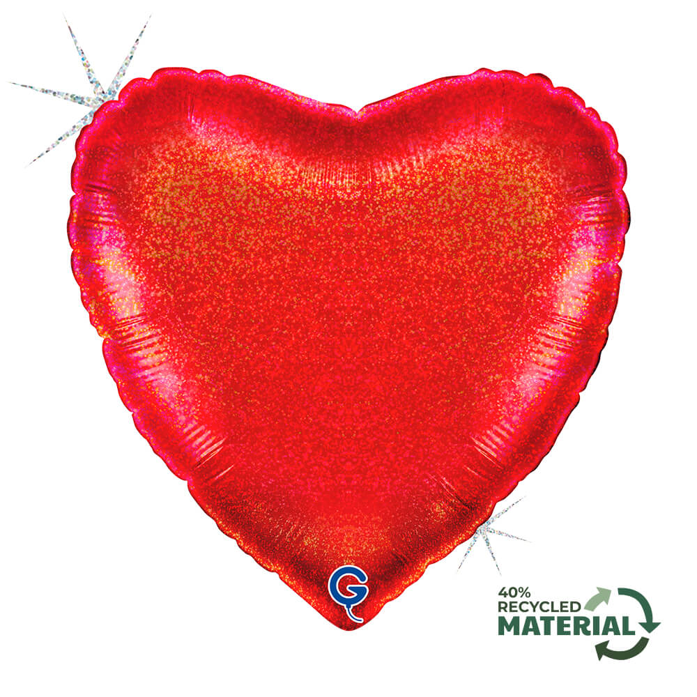 Hart 45cm Glitter Holografisch Rood