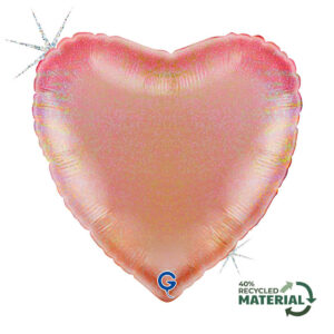 Heart 18inc Glitter Holographic Rose Gold