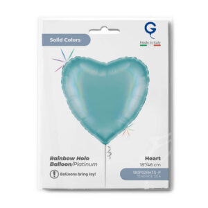 Heart 18inc Rainbow Holographic Platinum Tenerife Sea